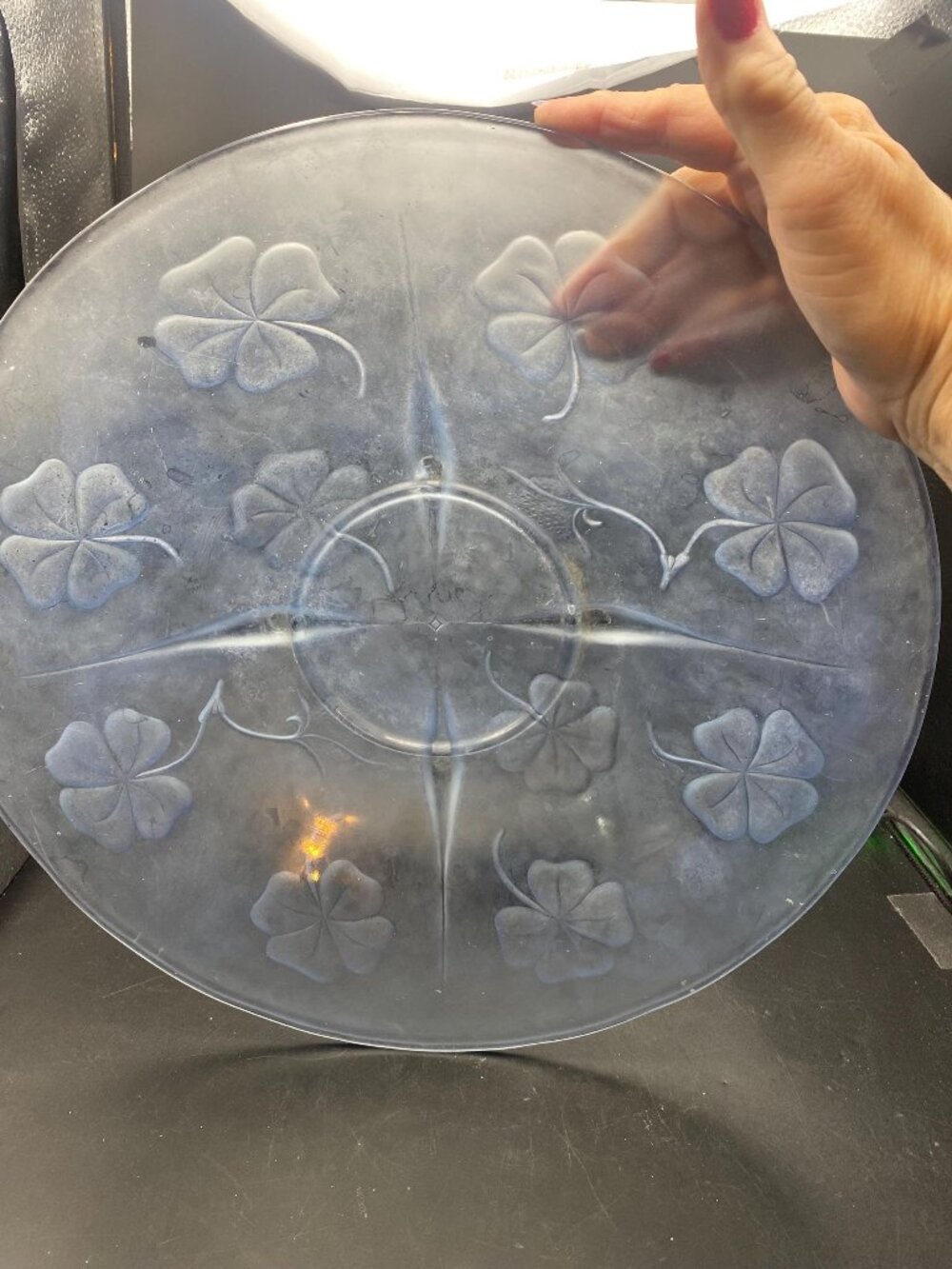 Frosted Light Blue Console with Raised Shamrocks